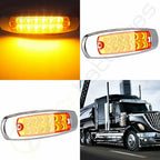 2X Amber Thin Side Marker Clearance Light LED Chrome for Freightliner (12)