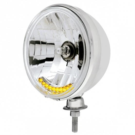 7 Inch Stainless Headlights with Halogen Bulb and Amber LED Turn for Jeep (2007–2017)