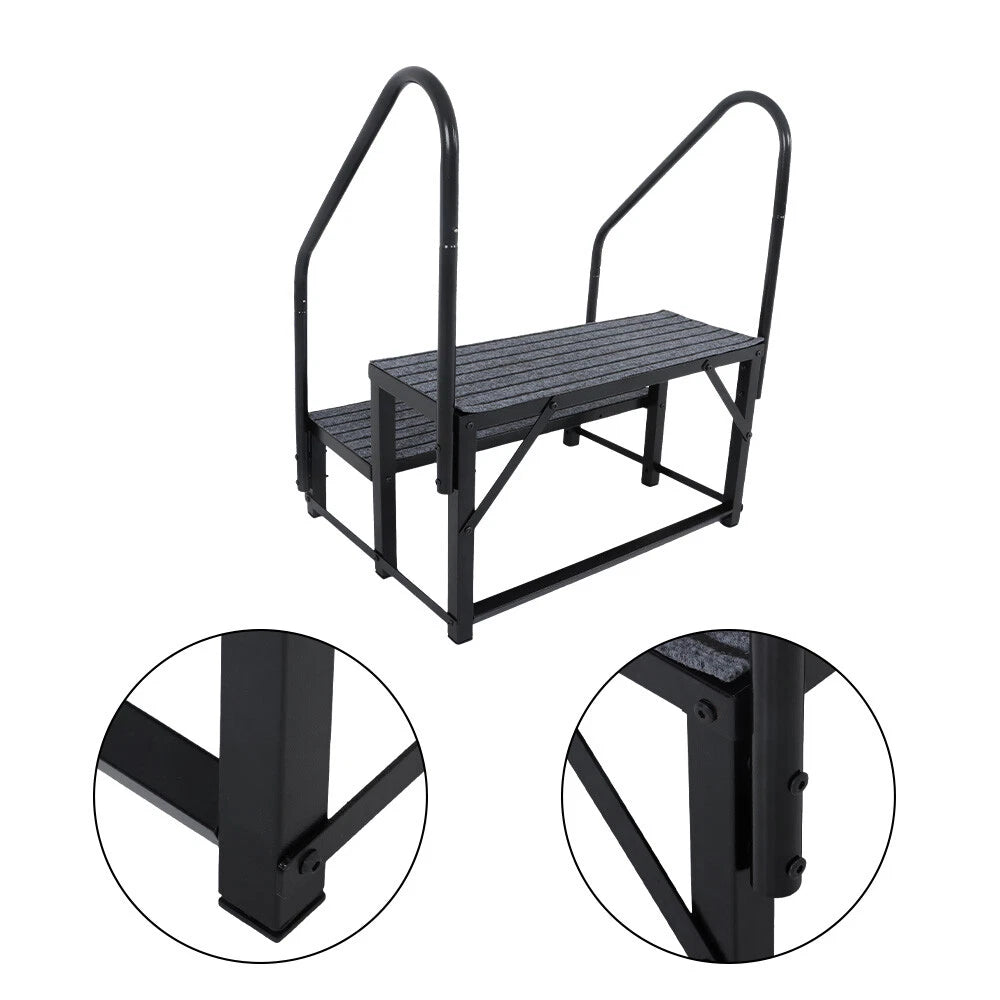 2-Step RV Stairs with Handrail for RVs (Outdoor Use)