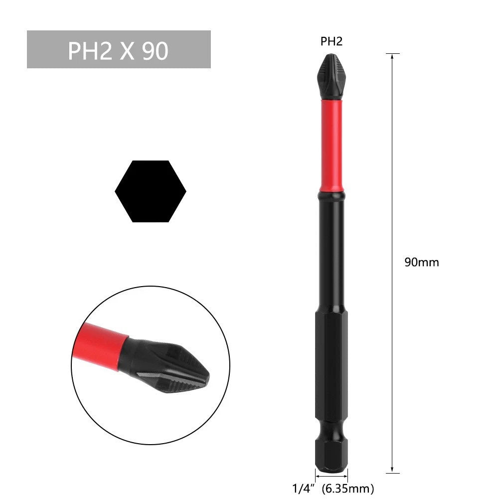 Cross Drill Bit Screwdriver Bits Set of 5 Hex Shank High Hardness