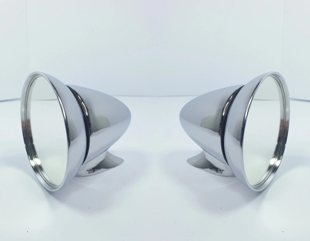 Chrome GT Racing Rear View Mirrors Bullet Style for Pair (4.5 in)