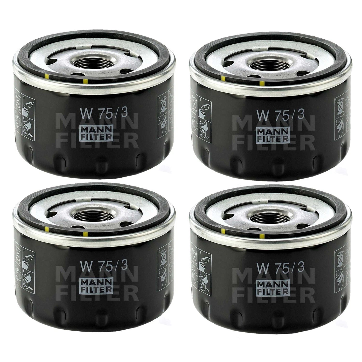 Set of 4 Engine Oil Filters W 75/3 for Ford GM Nissan Mazda Suzuki
