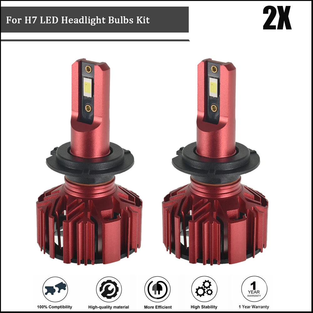 H7 LED Headlight Bulbs for Cars (10000LM, 6000K, 360° Beam)