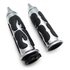 Chrome Flame Rubber Hand Grips 1" 25mm for Chopper/H-D/Suzuki/Kawasaki/Yamaha
