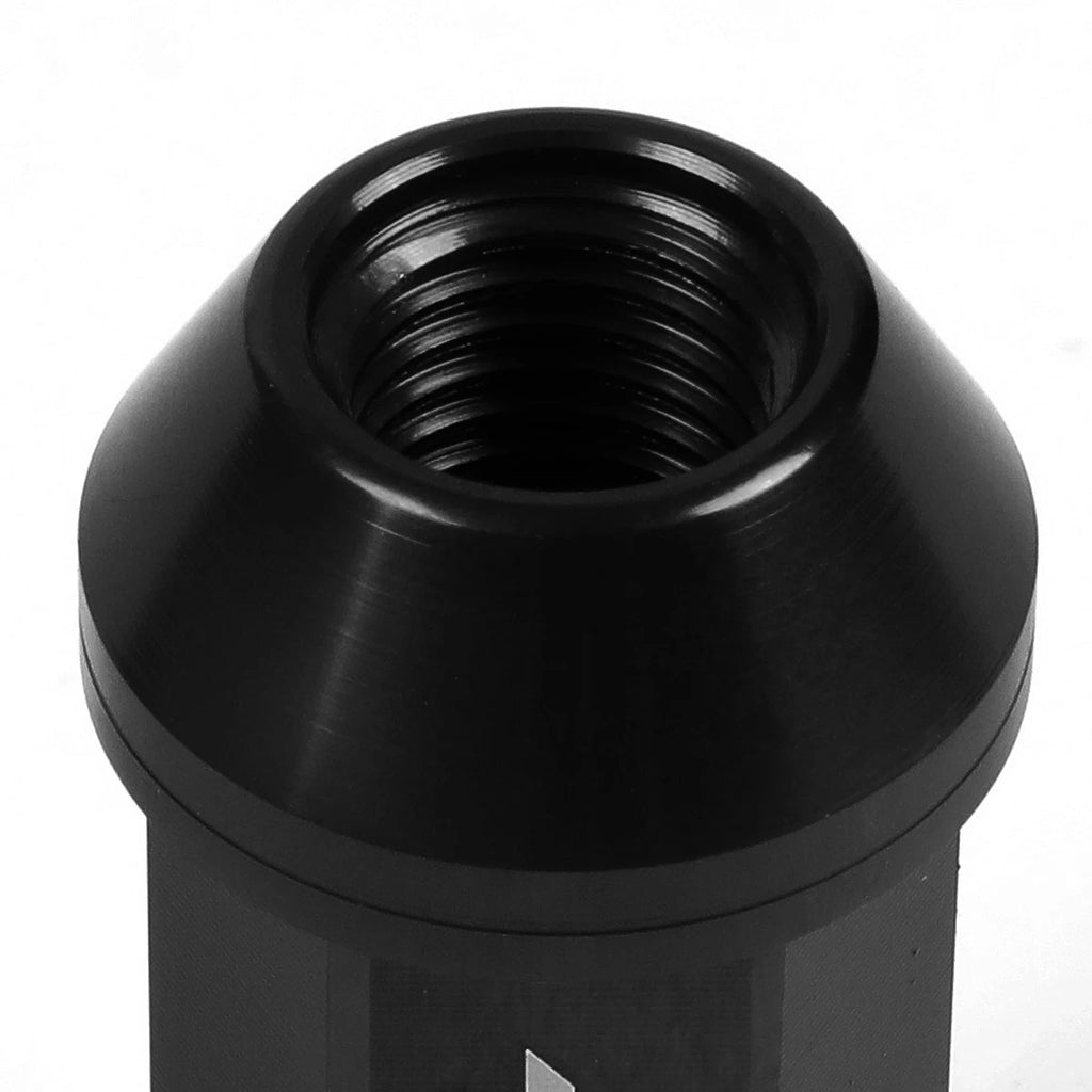 Set of 20 J2 7075 Forged Aluminum M12x1.5 Open-End Lug Nuts w/Adapter Black
