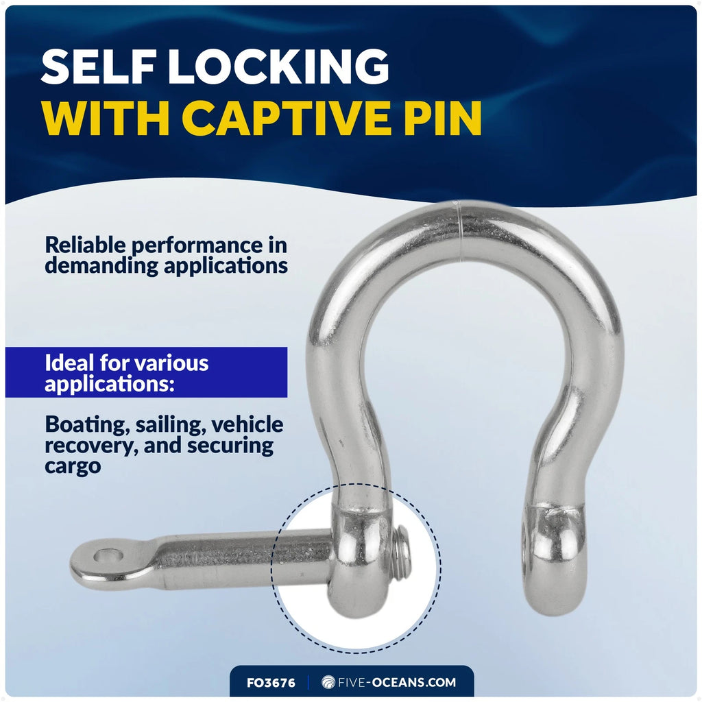 1/4-Inch Captive Screw Pin Anchor Shackles (Heavy Duty Stainless Steel)