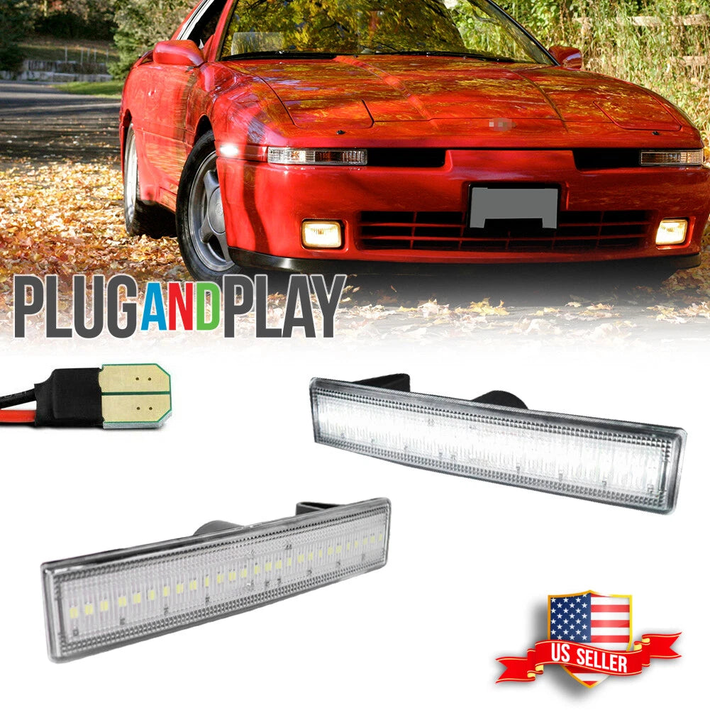 Clear White LED Front Side Marker Lights for Toyota Supra Celica (1987–1992)
