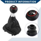 5 Speed Gear Shift Knob with Dust Cover for Audi A3 (2000–2003) Black Plastic