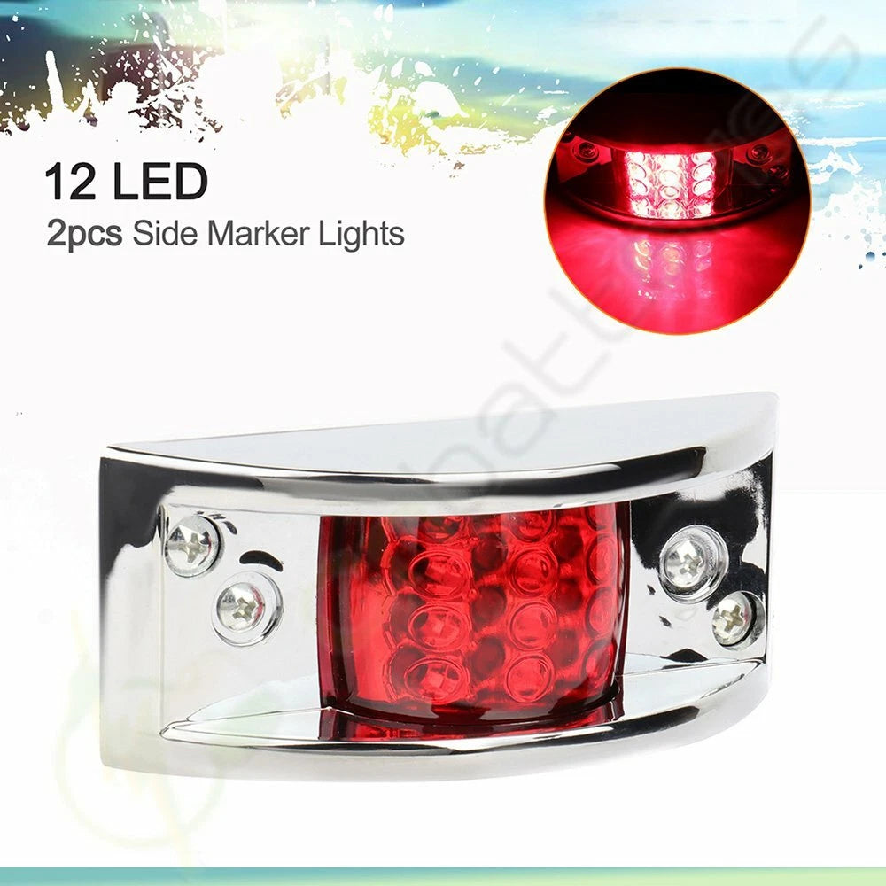 2X 5 Inch Red Side Signal Marker Turn Light for Pickup Truck