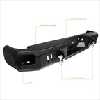 Dual D-Rings Rear Step Bumper for Ford F150 (2009–2014) - Steel, Black