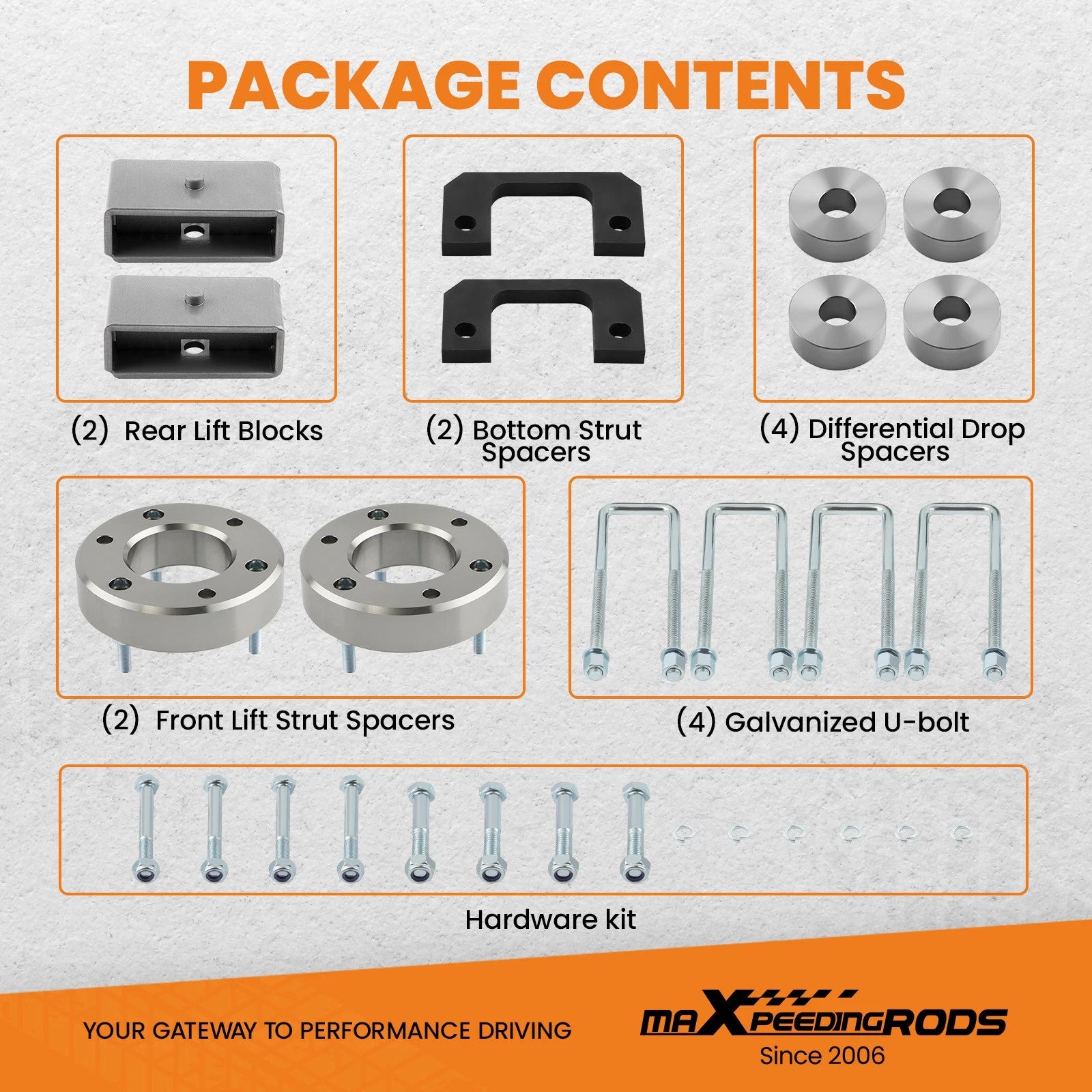 3" Front + 2" Rear Lift Kit for Chevy Silverado 1500 (2007-2020) 2WD 4WD