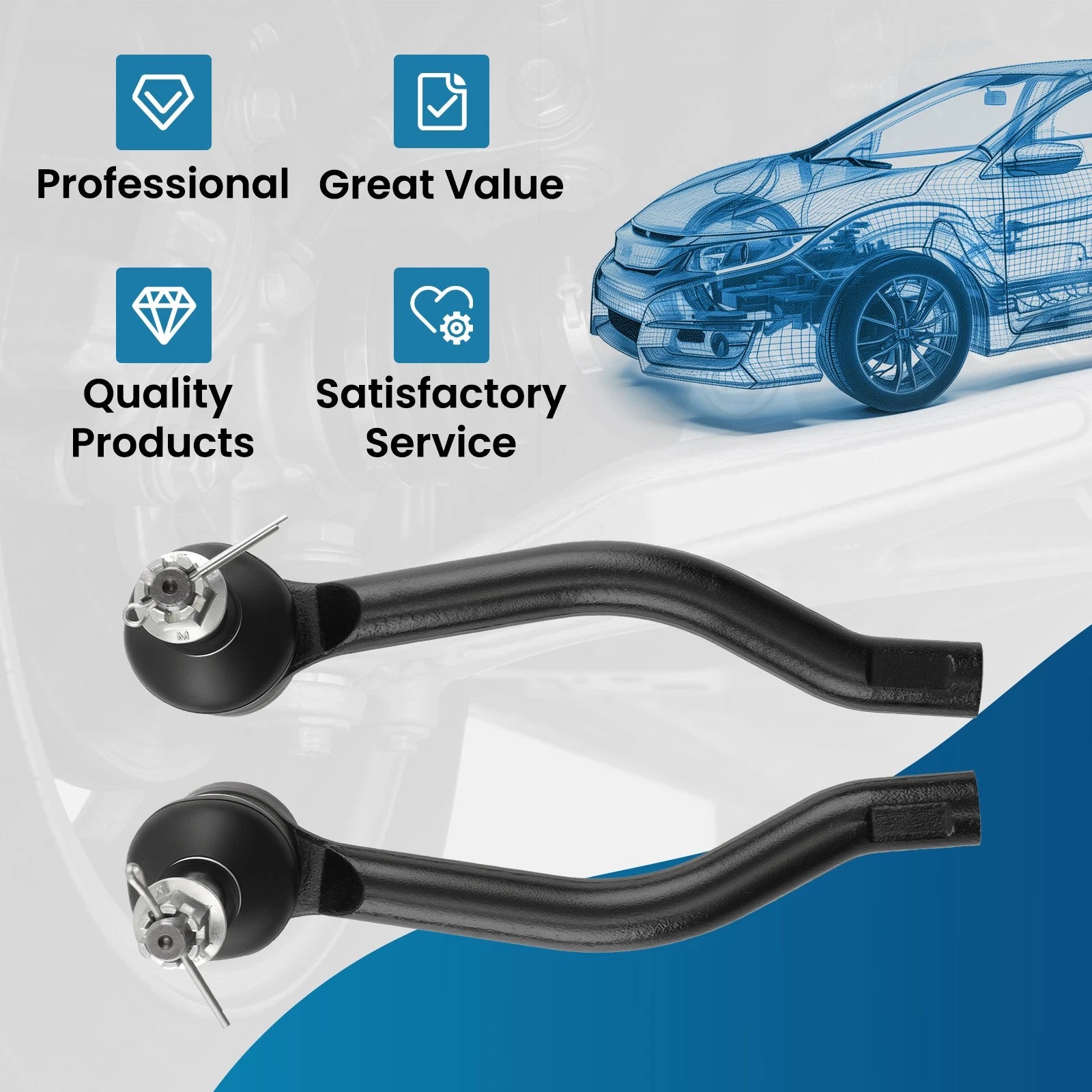 Set of 2 Front Left Right Tie Rod Ends for Nissan Altima Maxima Murano (2007–2018)