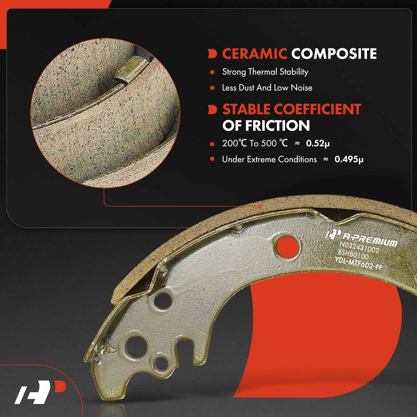 Ceramic Brake Shoes Rear for Toyota Corolla (2002-2008)