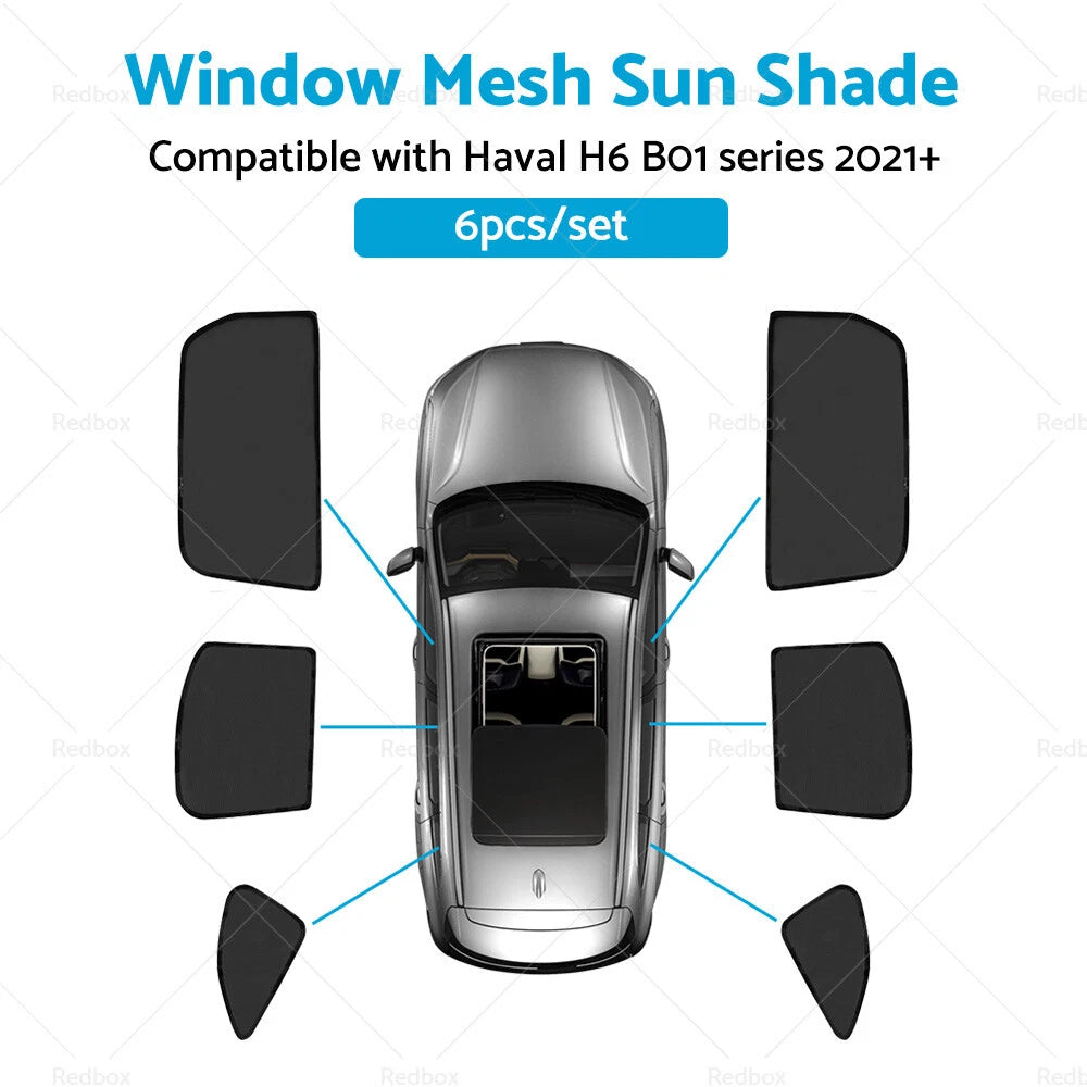 6x Foldable Window Mesh Sun Shade for Haval H6 B01 Series (2021–Present)