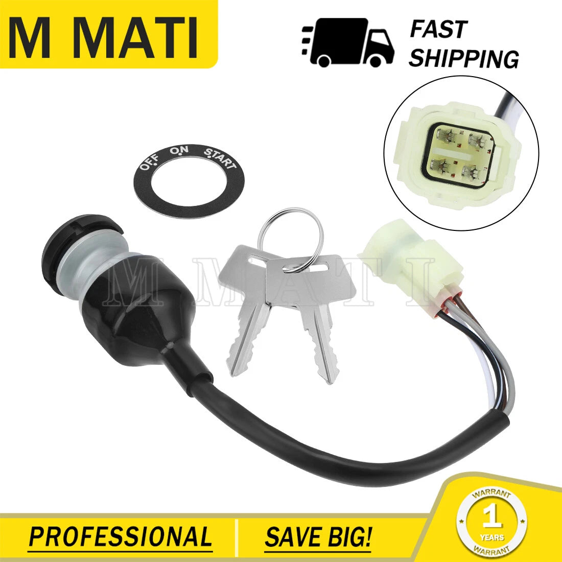 Ignition Key Switch with 2 Keys 27005-Y006 for Kawasaki Mule PRO MX (2019–2024)