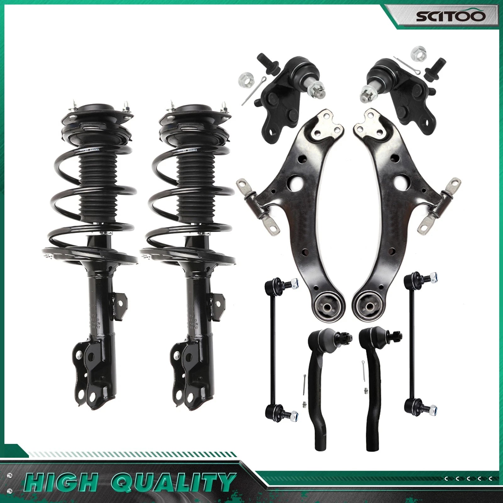 Front Struts Control Arm Sway Bar Tie Rod Ball Joint for Toyota Camry (2012–2017)