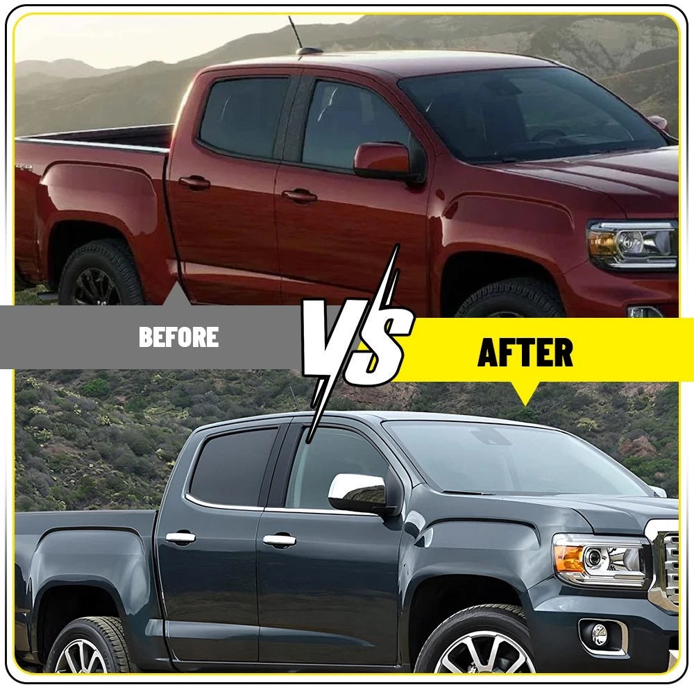 Set of 4 Black Pillar Post Door Window Covers for Chevy Colorado GMC Canyon (2015–2022)
