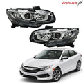 Set of 2 Headlights for Honda Civic (2016–2020) Electroplated Halogen