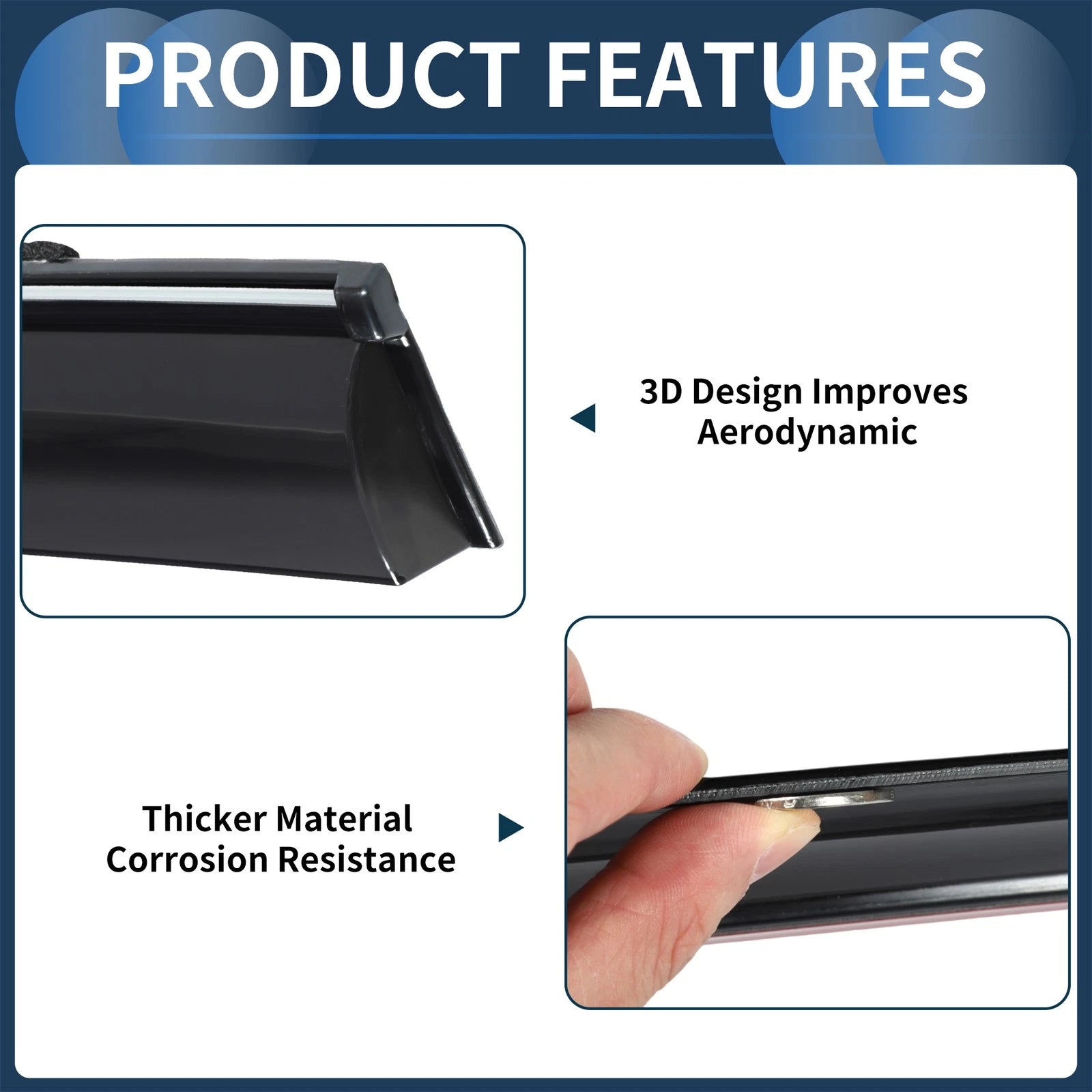 Set of 4 Window Deflectors for Ford Focus Sedan (2019) - Black Vent Visors