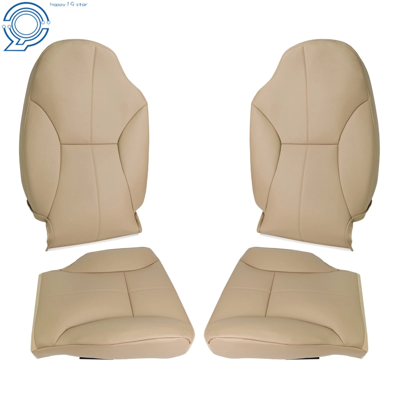Set of 4 Front Seat Covers for Dodge Ram 1500 2500 3500 (1998–2002) Tan Leather