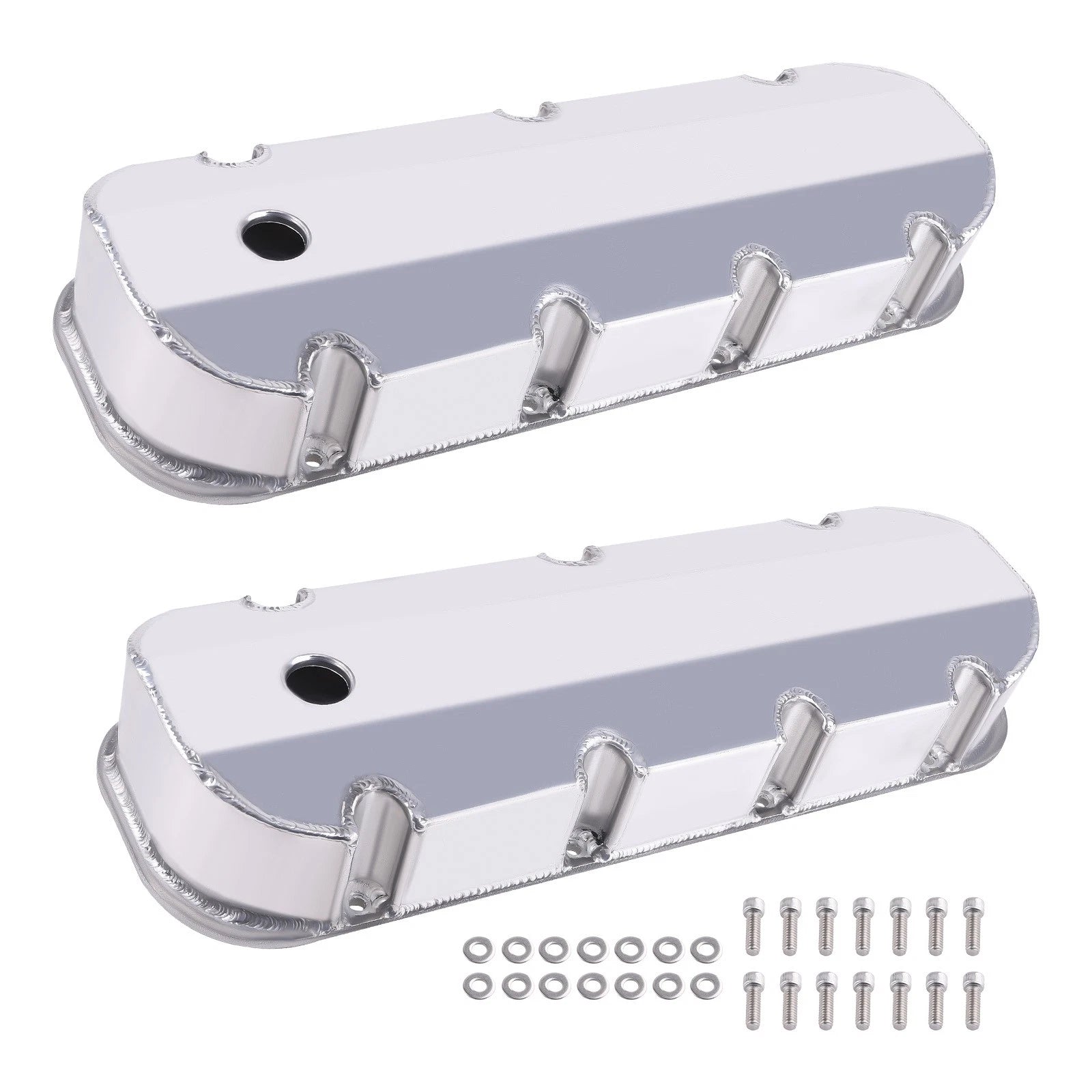 Set of 2 Polished Valve Covers for Chevrolet Big Block 396 427 454 (1965–1995)