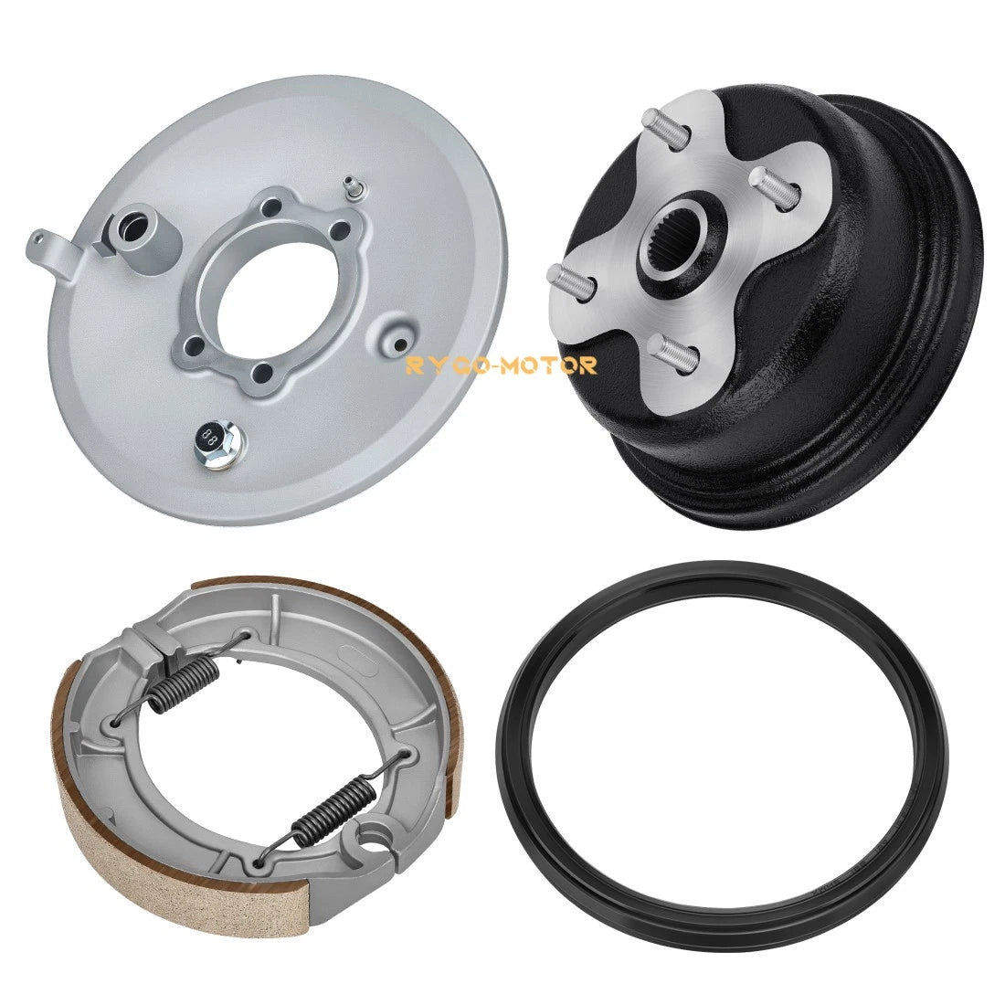 Rear Brake Drum Hub Plate Shoes Seal Assy for Yamaha Kodiak 400 Grizzly 600 (1993–2001)