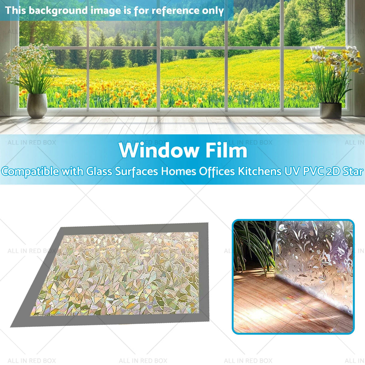 Rainbow Reflective Window Film Static Clings for Universal Fit