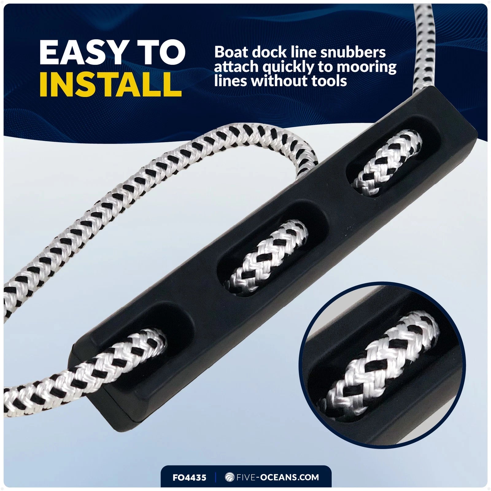 Marine Rubber Dock Line Snubbers for Boats (13/16" to 7/8" Rope)