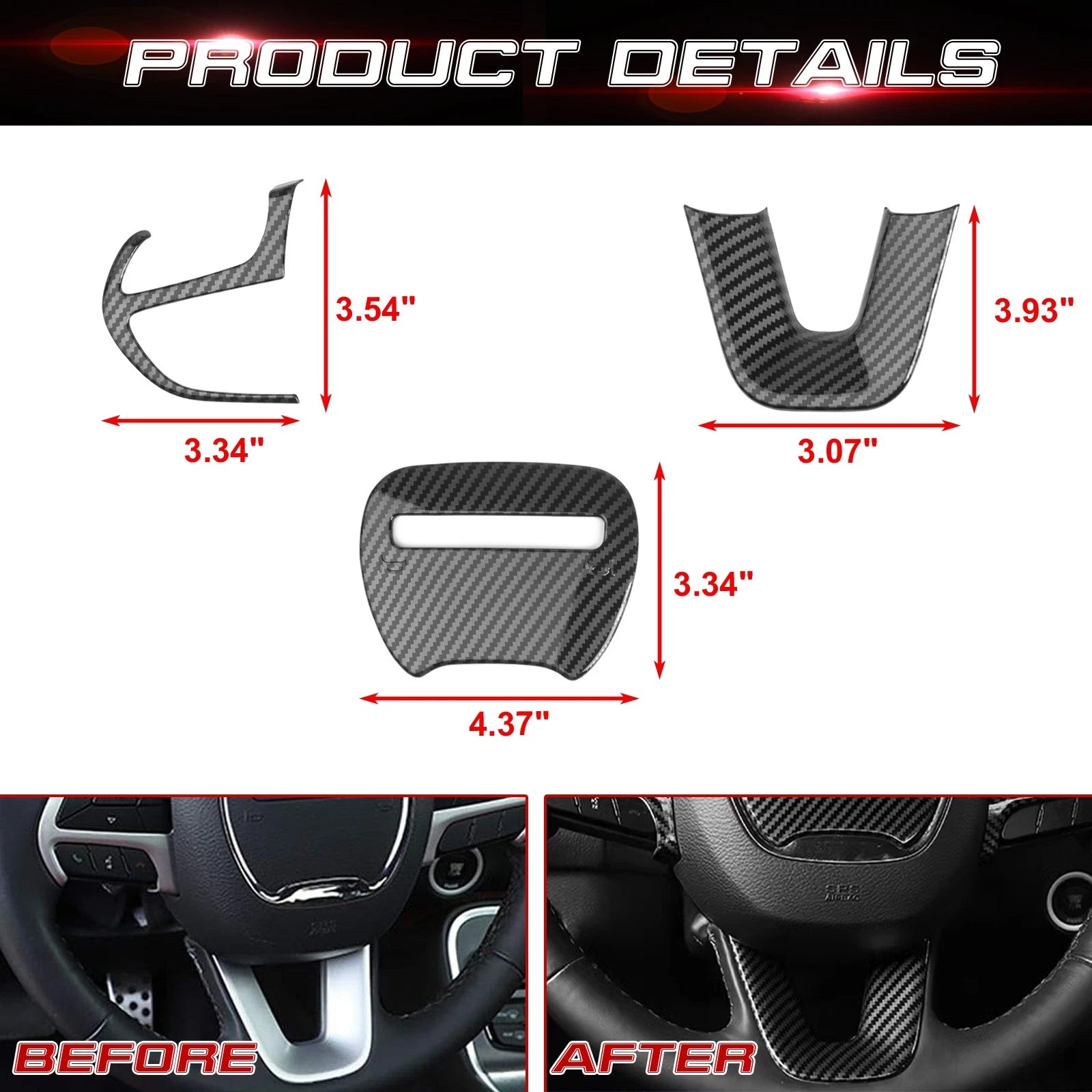 Carbon Fiber Pattern Driver Side Control Cover for Dodge Challenger Charger (2015-2023)