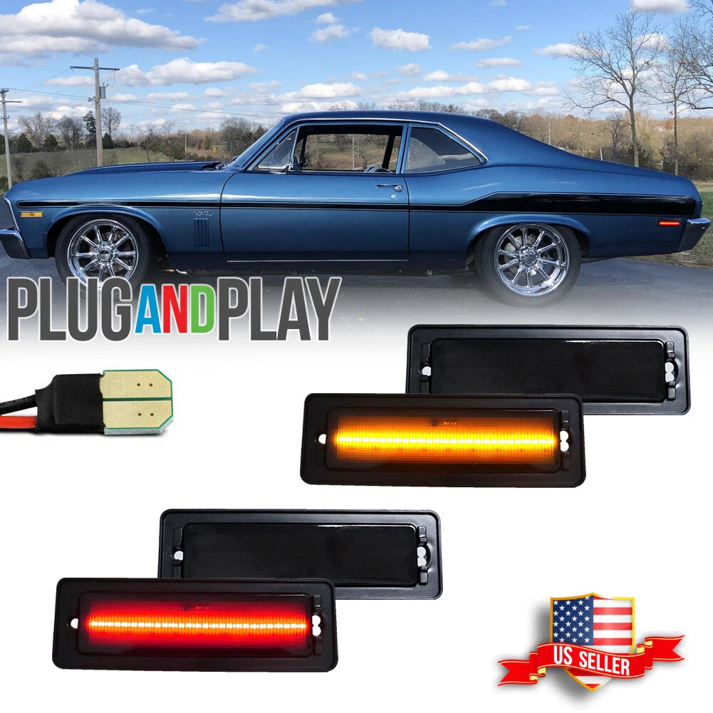 LED Bumper Side Marker Lights for Chevy Nova (1970–1974)