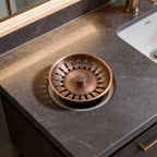 Drain Strainer Basket for Kitchen Sink (Red Bronze, Stainless Steel)