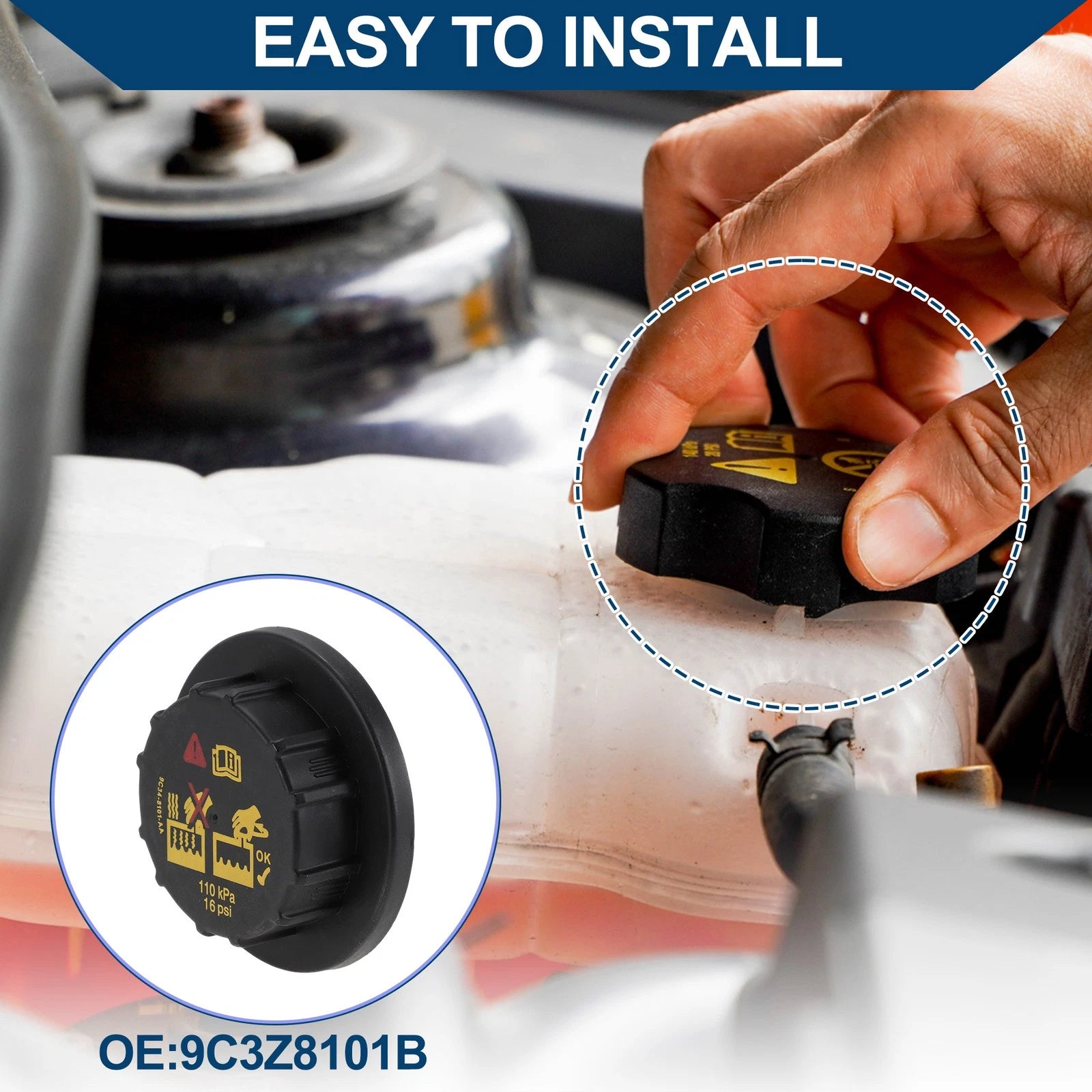 Coolant Cap for Ford F-150 F-250 F-350 Explorer Edge Expedition Mustang (1997–2023)