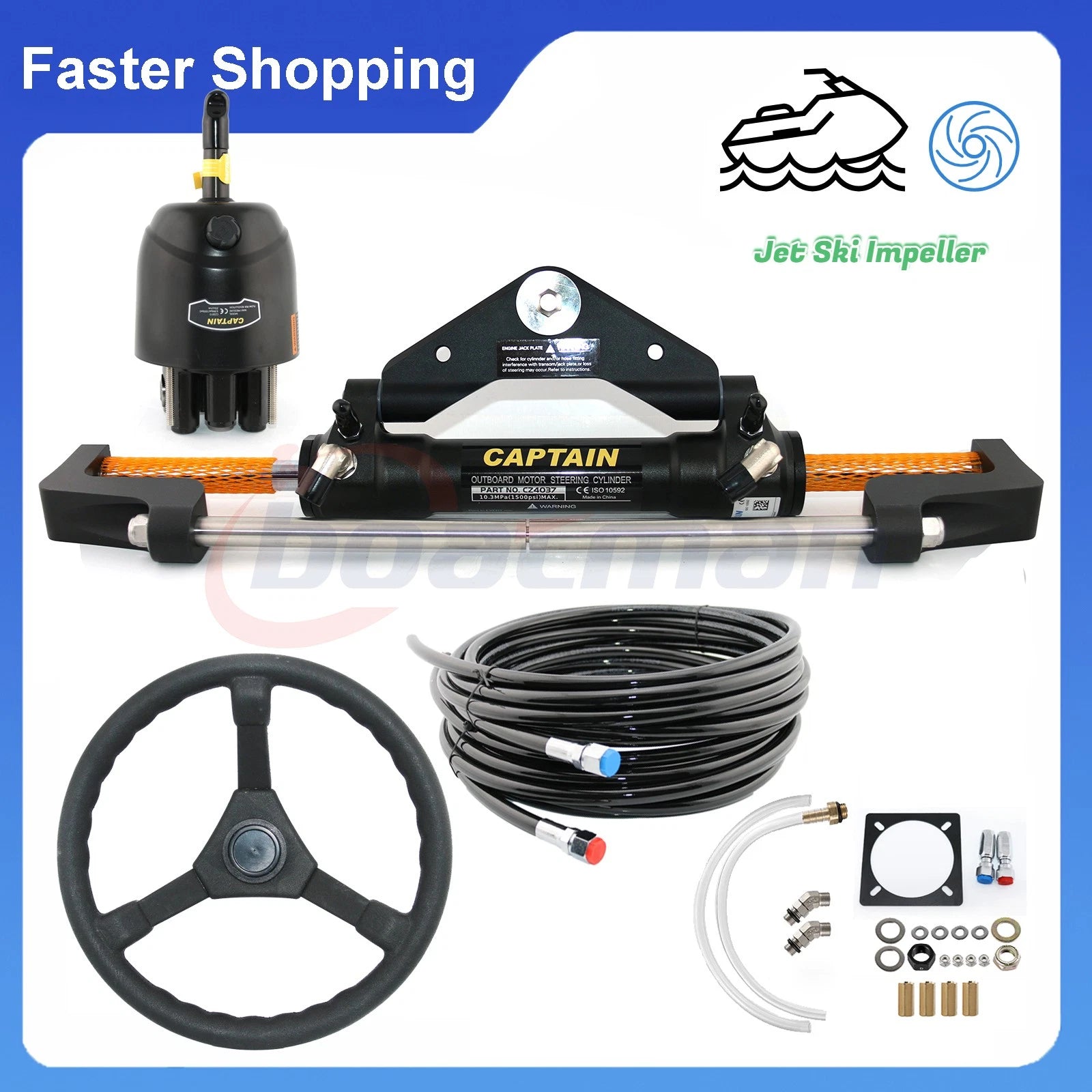 Hydraulic Steering System Kit for Marine Outboard Engine (100-300HP)