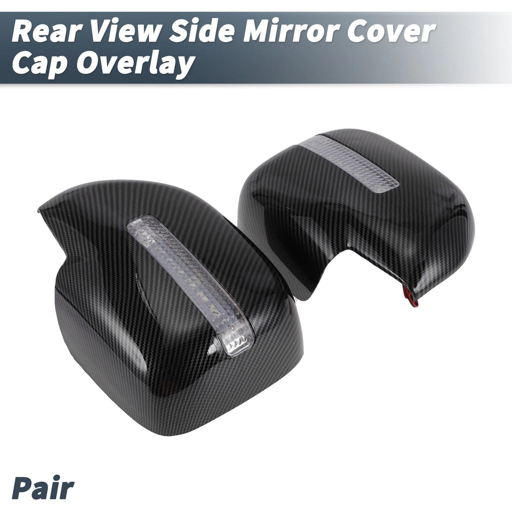 Pair Rearview Mirror Cover Overlay Black Carbon Fiber for Lexus LX470 (1998–2007)
