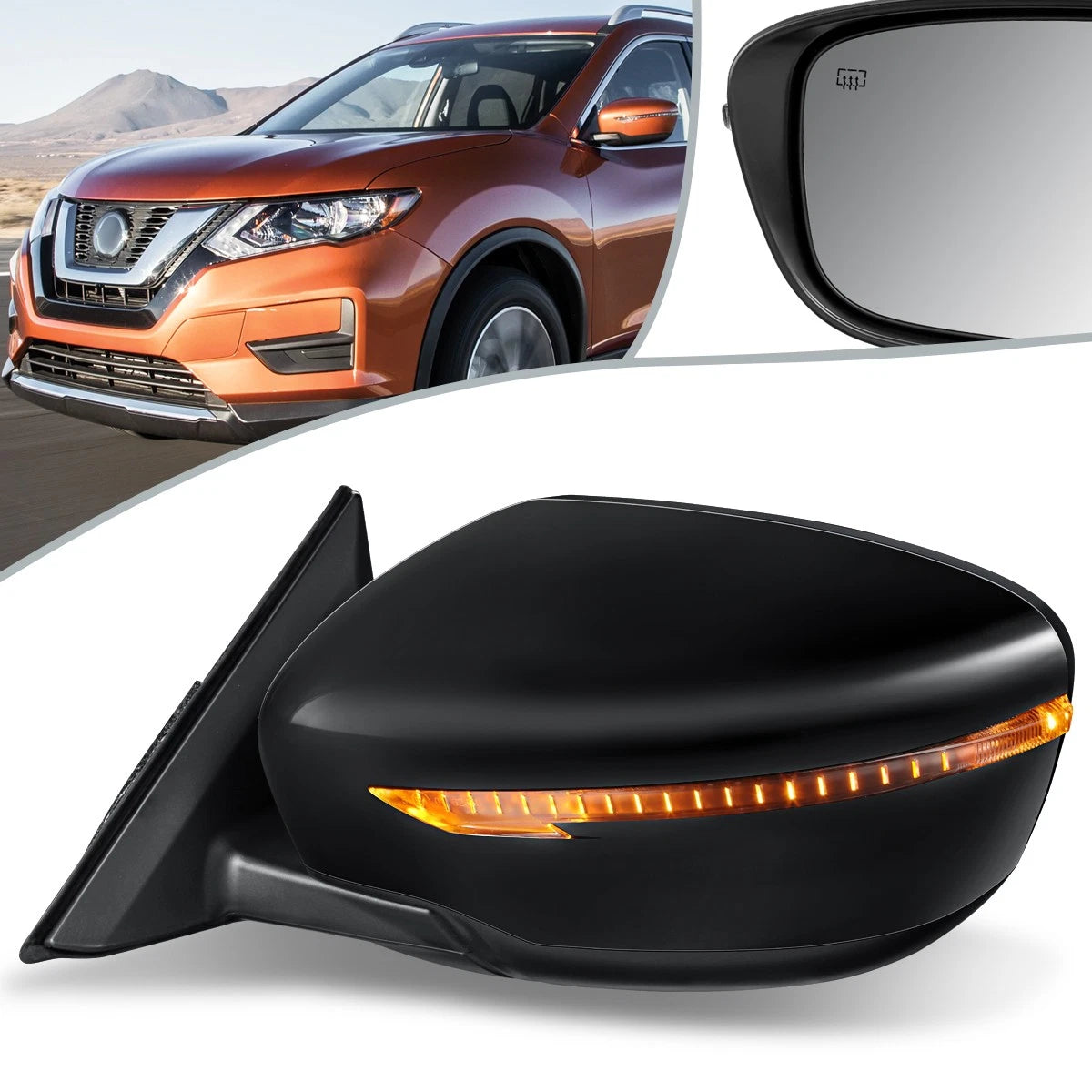 Driver Side Door Mirror for Nissan Rogue (2014–2016) NI1320285, Heated, Powered