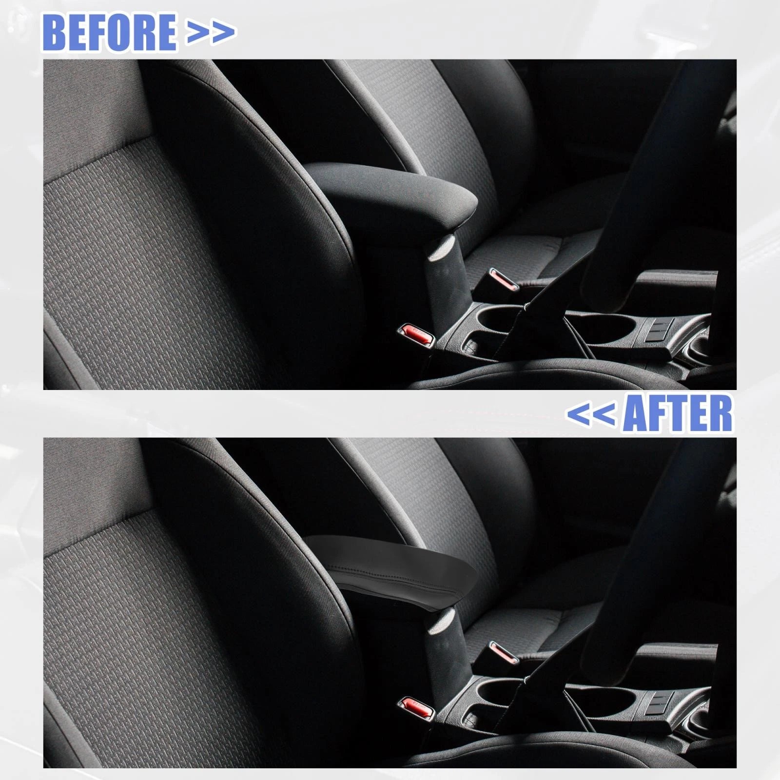 Faux Leather Armrest Seat Box Cover for Toyota Corolla (2014–2019) Black