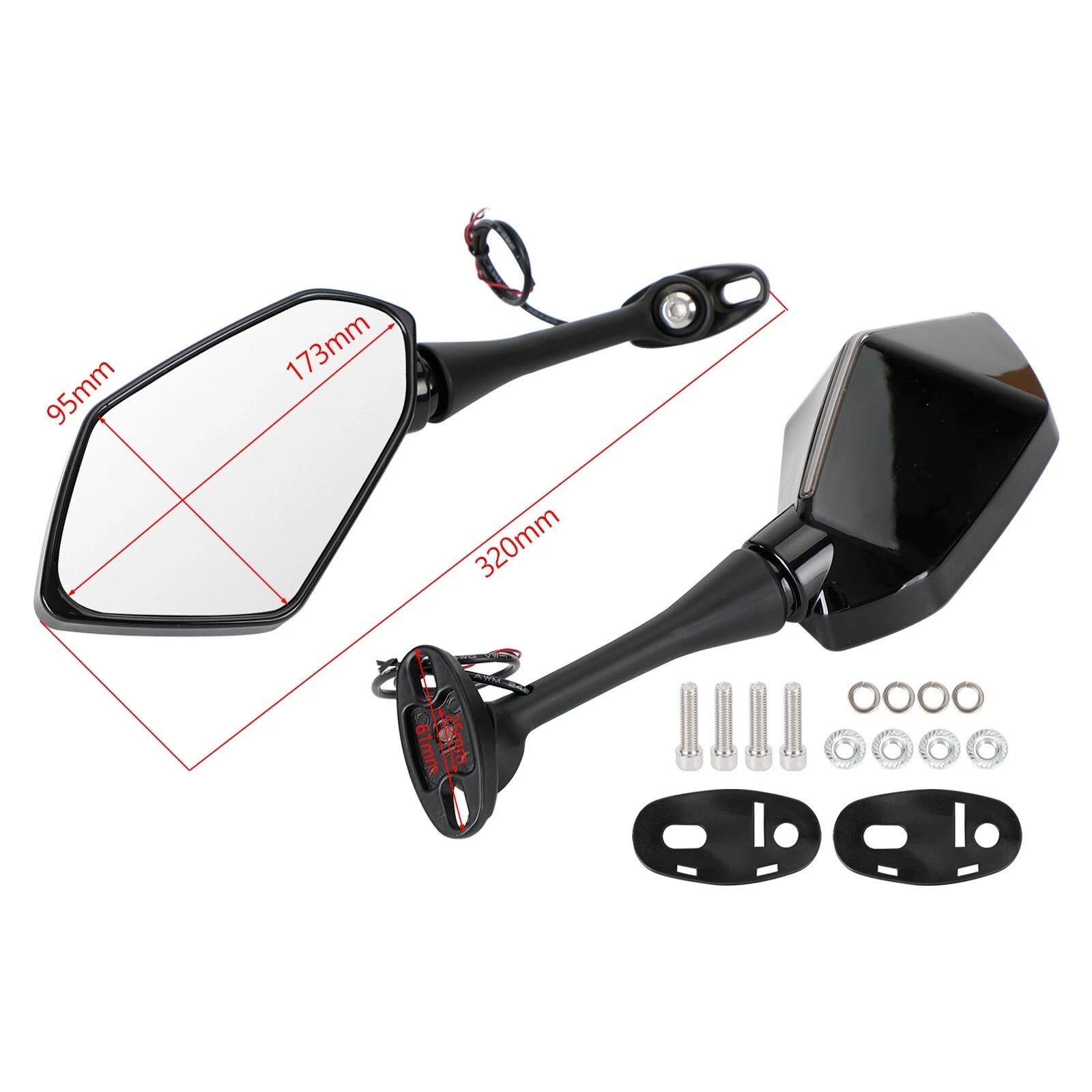 LED Mirrors with Turn Signal for Suzuki SV650 SV1000 GSF600 Bandit (1999–2007)