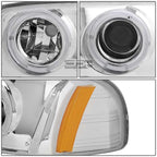 Dual Halo Projector Headlight Set for GMC Sierra (1999–2006) - Chrome