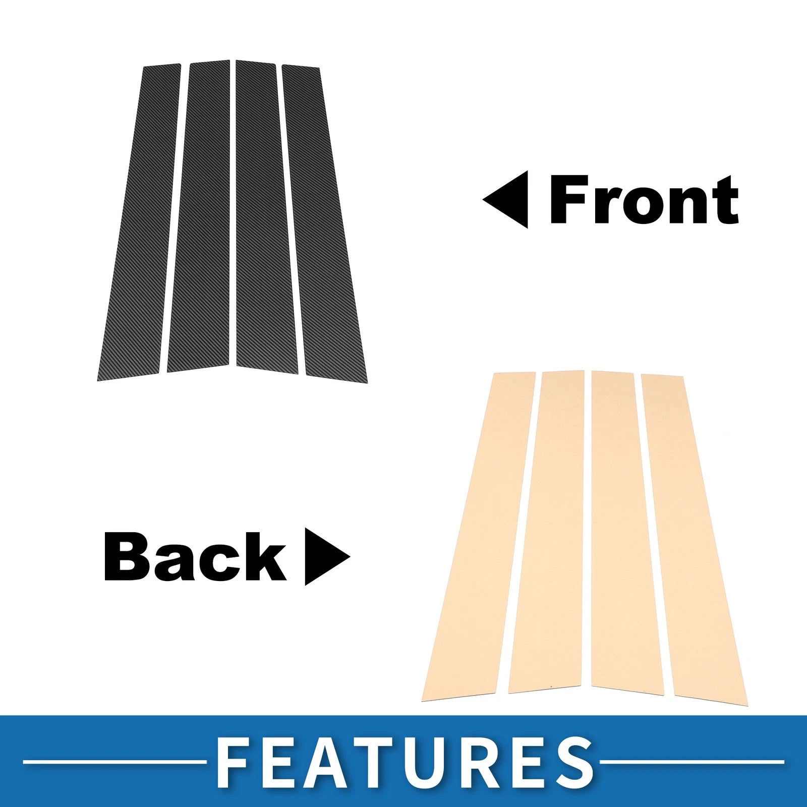 Set of 4 Door Pillar Window Trim for Toyota Highlander (Carbon Fiber)