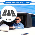 6 Pcs Door Pillar Window Trim for Kia Seltos (2020–2023) Carbon Fiber Black