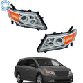 Set of 2 Halogen Front Headlights for Honda Odyssey (2011–2017) Amber Chrome
