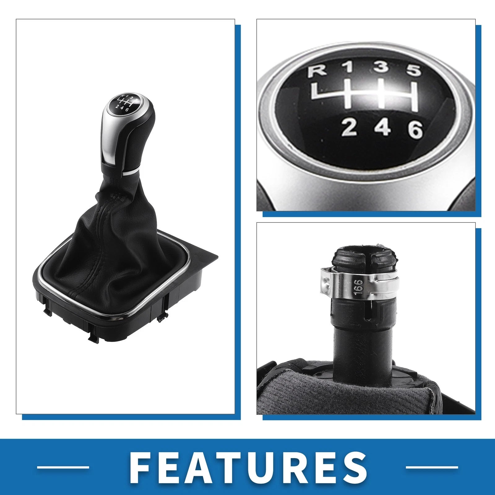 6 Speed Manual Gear Shifter Knob with Cover for Volkswagen Eos (2007–2016)