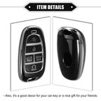 5 Buttons Key Fob Cover for Hyundai Sonata, Santa Fe (2011–2023) TPU Black