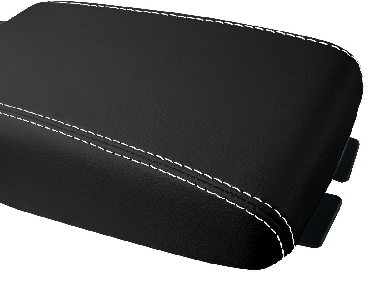 Leather Console Lid Armrest Cover for Nissan Altima (2005–2006) White Stitch