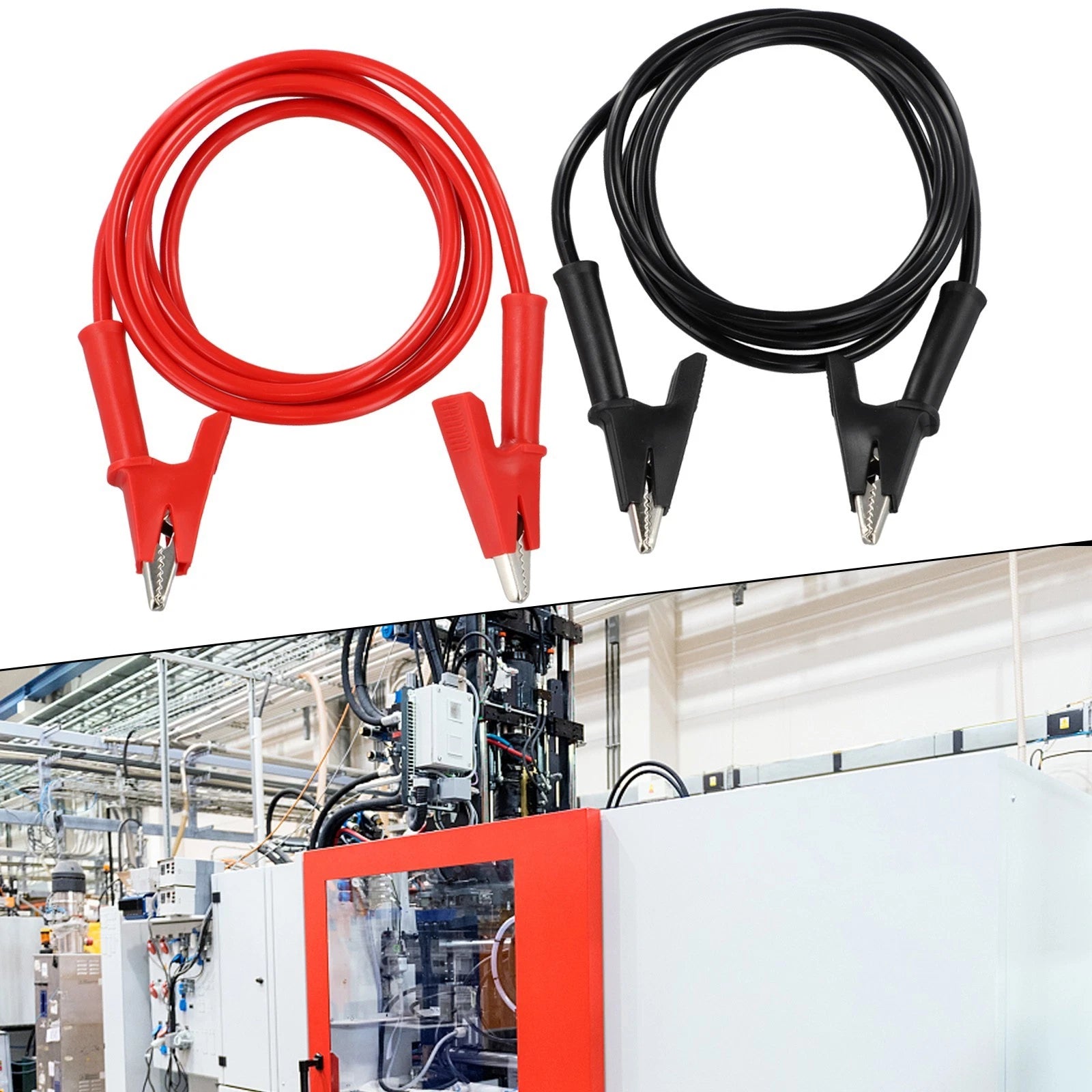 Test Leads Set of 2 for Universal Use (39.60" Clips, Silicone-PVC, Copper Clips)