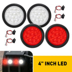 4-Inch Round LED Red/White Tail Lights for Truck Trailer (12V)