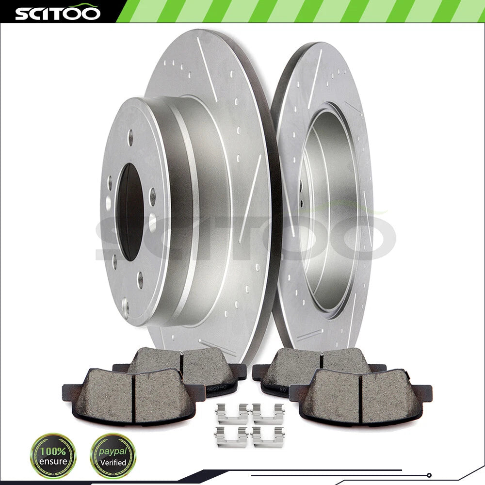 Set of 2 Rear Brake Rotors and Ceramic Pads for Hyundai Sonata Azera, Kia Optima (2011–2016)