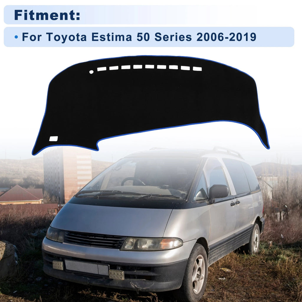 Dash Cover for Toyota Estima 50 Series (2006–2019) Polyester Black Blue Edge
