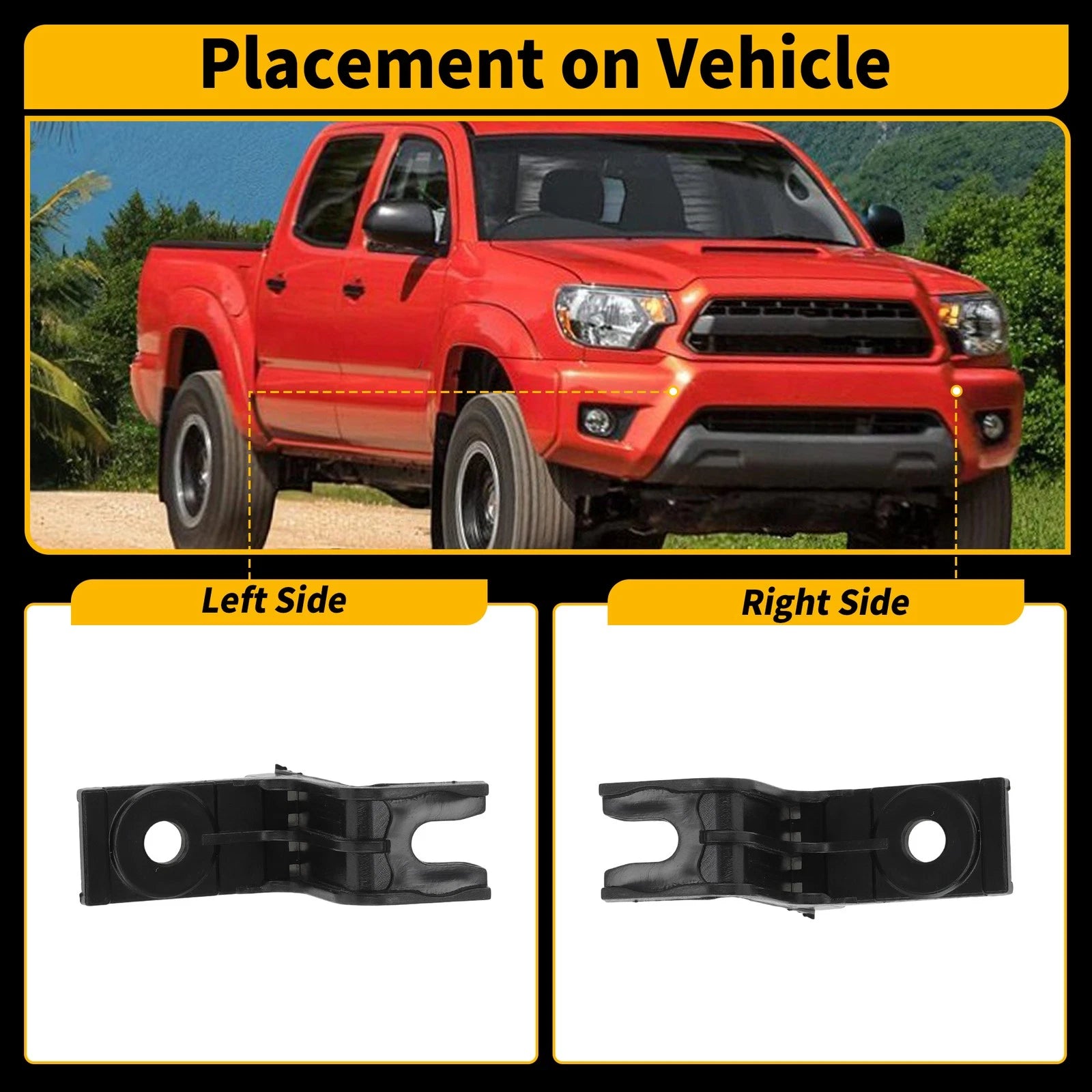 Set of 2 Front Bumper Filler Clip Brackets for Toyota Tacoma (2012–2015) No. 52531-04010