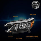 Left Driver Side Headlight Lamp for Honda CR-V (2012–2014) Black/Amber
